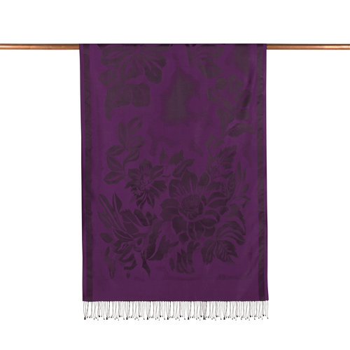 Elegant Purple Nev Garden Jacquard Silk Scarf
