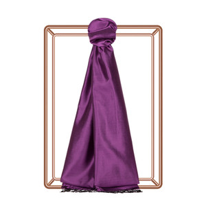 Elegant Purple Plain Silk Scarf - Thumbnail