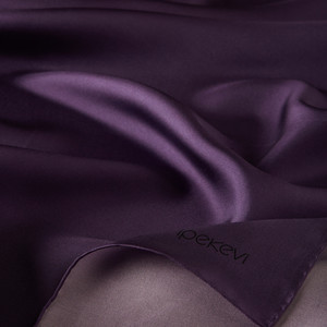 Elegant Purple Plain Silk Twill Scarf - Thumbnail