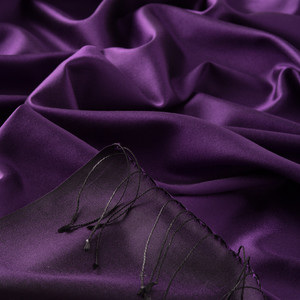 Elegant Purple Reversible Silk Scarf - Thumbnail