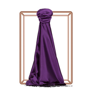 Elegant Purple Reversible Silk Scarf - Thumbnail