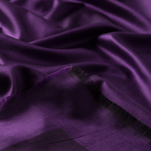 Elegant Purple Reversible Silk Scarf - Thumbnail