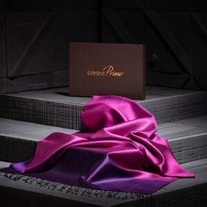 Elegant Purple Reversible Silk Scarf - Thumbnail