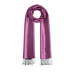 Elegant Purple Rose Pink Reversible Silk Scarf - Thumbnail