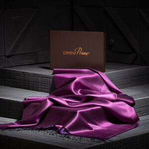 Elegant Purple Rose Pink Reversible Silk Scarf - Thumbnail