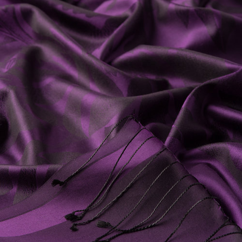 Elegant Purple Royal Garden Jacquard Silk Scarf