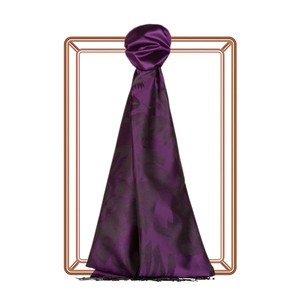 Elegant Purple Royal Garden Jacquard Silk Scarf - Thumbnail