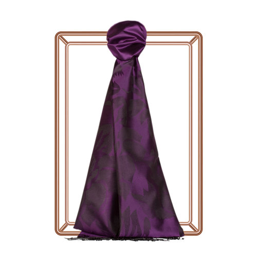 Elegant Purple Royal Garden Jacquard Silk Scarf