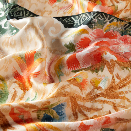 Embroidery Silk Twill Scarf Model 03