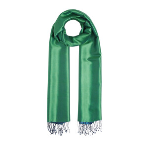 Emerald Denim Blue Reversible Silk Scarf - Thumbnail