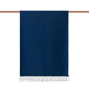 Emerald Denim Blue Reversible Silk Scarf - Thumbnail