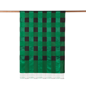 Emerald Green Buffalo Checked Silk Scarf - Thumbnail