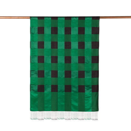 Emerald Green Buffalo Checked Silk Scarf