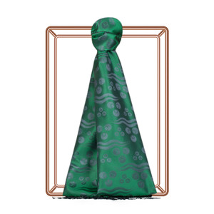 Emerald Green Cintemani Jacquard Silk Scarf - Thumbnail
