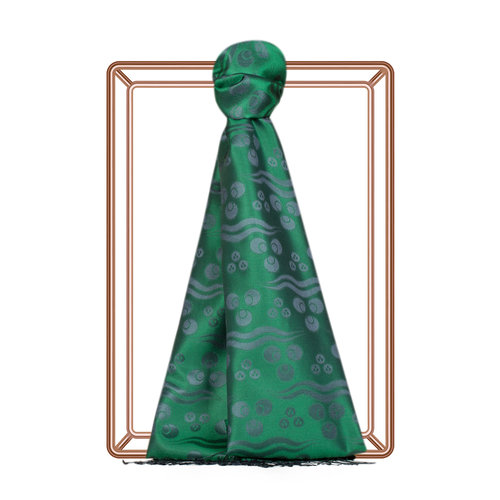 Emerald Green Cintemani Jacquard Silk Scarf