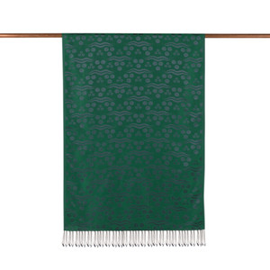 Emerald Green Cintemani Jacquard Silk Scarf - Thumbnail