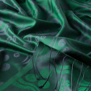 Emerald Green Cintemani Jacquard Silk Scarf - Thumbnail