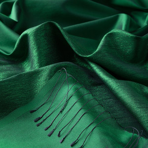 Emerald Green Duchess Lurex Silk Scarf - Thumbnail