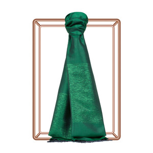 Emerald Green Duchess Lurex Silk Scarf - Thumbnail