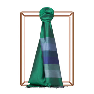Emerald Green Elitist Striped Silk Scarf - Thumbnail