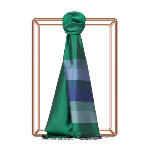 Emerald Green Elitist Striped Silk Scarf