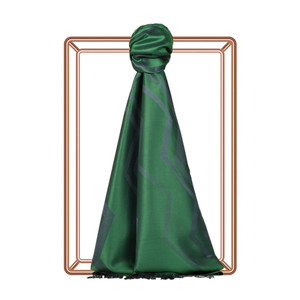 Emerald Green Ethnic Zigzag Silk Scarf - Thumbnail