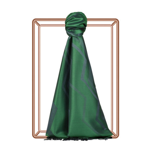 Emerald Green Ethnic Zigzag Silk Scarf