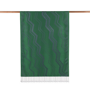 Emerald Green Ethnic Zigzag Silk Scarf - Thumbnail