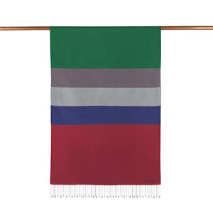 Emerald Green Kushak Striped Silk Scarf - Thumbnail