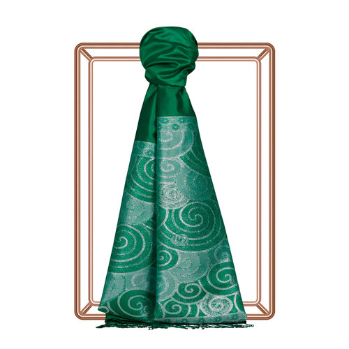 Emerald Green Lurex Spiral Silk Scarf