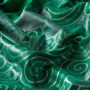 Emerald Green Lurex Spiral Silk Scarf - Thumbnail