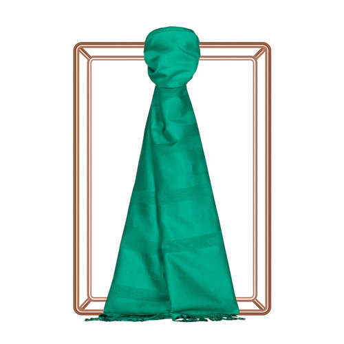 Emerald Green Mono Striped Silk Scarf