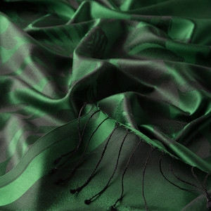 Emerald Green Nev Garden Jacquard Silk Scarf - Thumbnail