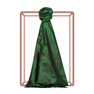 Emerald Green Nev Garden Jacquard Silk Scarf - Thumbnail