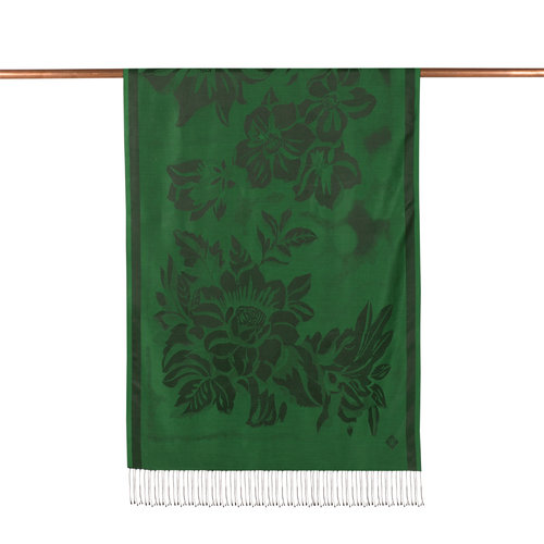 Emerald Green Nev Garden Jacquard Silk Scarf