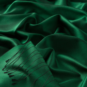 Emerald Green Plain Silk Scarf - Thumbnail