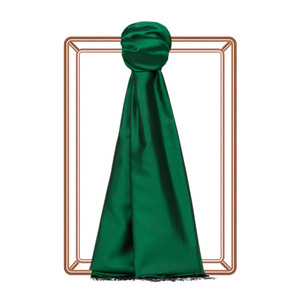 Emerald Green Plain Silk Scarf - Thumbnail