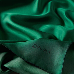 Emerald Green Plain Silk Twill Scarf - Thumbnail