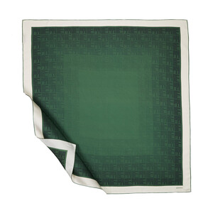 Emerald Green Qufi Pattern Silk Twill Scarf - Thumbnail