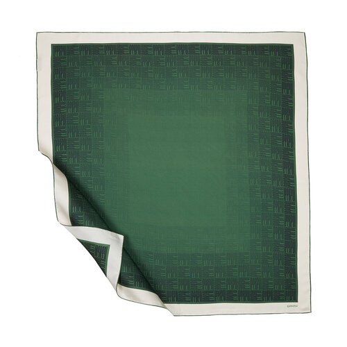 Emerald Green Qufi Pattern Silk Twill Scarf