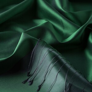 Emerald Green Reversible Silk Neck Scarf - Thumbnail