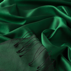 Emerald Green Reversible Silk Scarf - Thumbnail