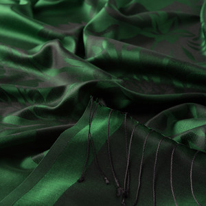 Emerald Green Royal Garden Jacquard Silk Scarf - Thumbnail