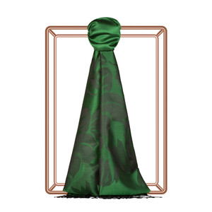 Emerald Green Royal Garden Jacquard Silk Scarf - Thumbnail