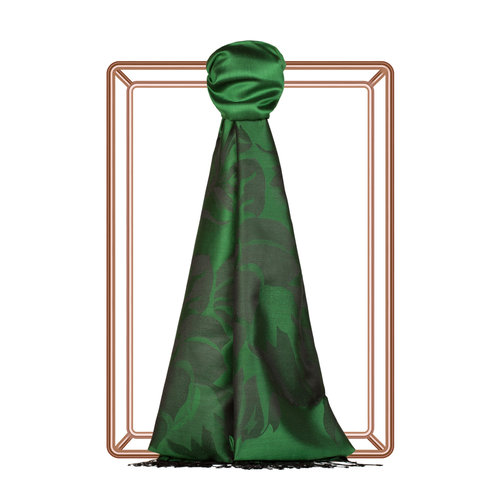 Emerald Green Royal Garden Jacquard Silk Scarf