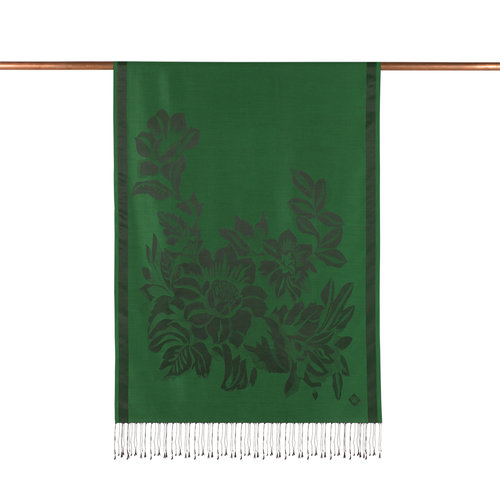 Emerald Green Royal Garden Jacquard Silk Scarf