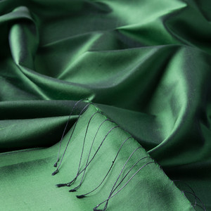 Emerald Green Shantung Silk Scarf - Thumbnail