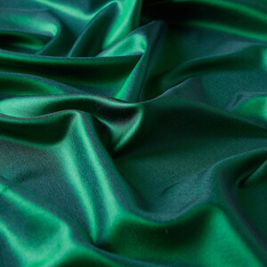 Emerald Green Thin Shantung Silk Neck Scarf - Thumbnail