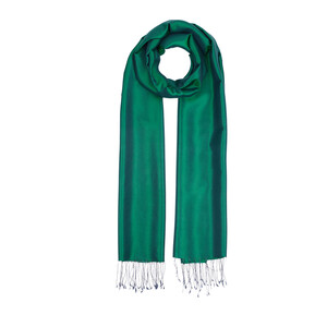 Emerald Green Thin Shantung Silk Neck Scarf - Thumbnail