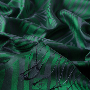 Emerald Green Zebra Jacquard Silk Scarf - Thumbnail